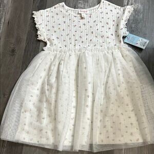 Cat & Jack White Floral Tulle Dress with Pastel Blossoms